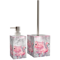 BADEZIMMER Set Flamingo - Pink, Kunststoff (7/17/7cm) - Sanilo