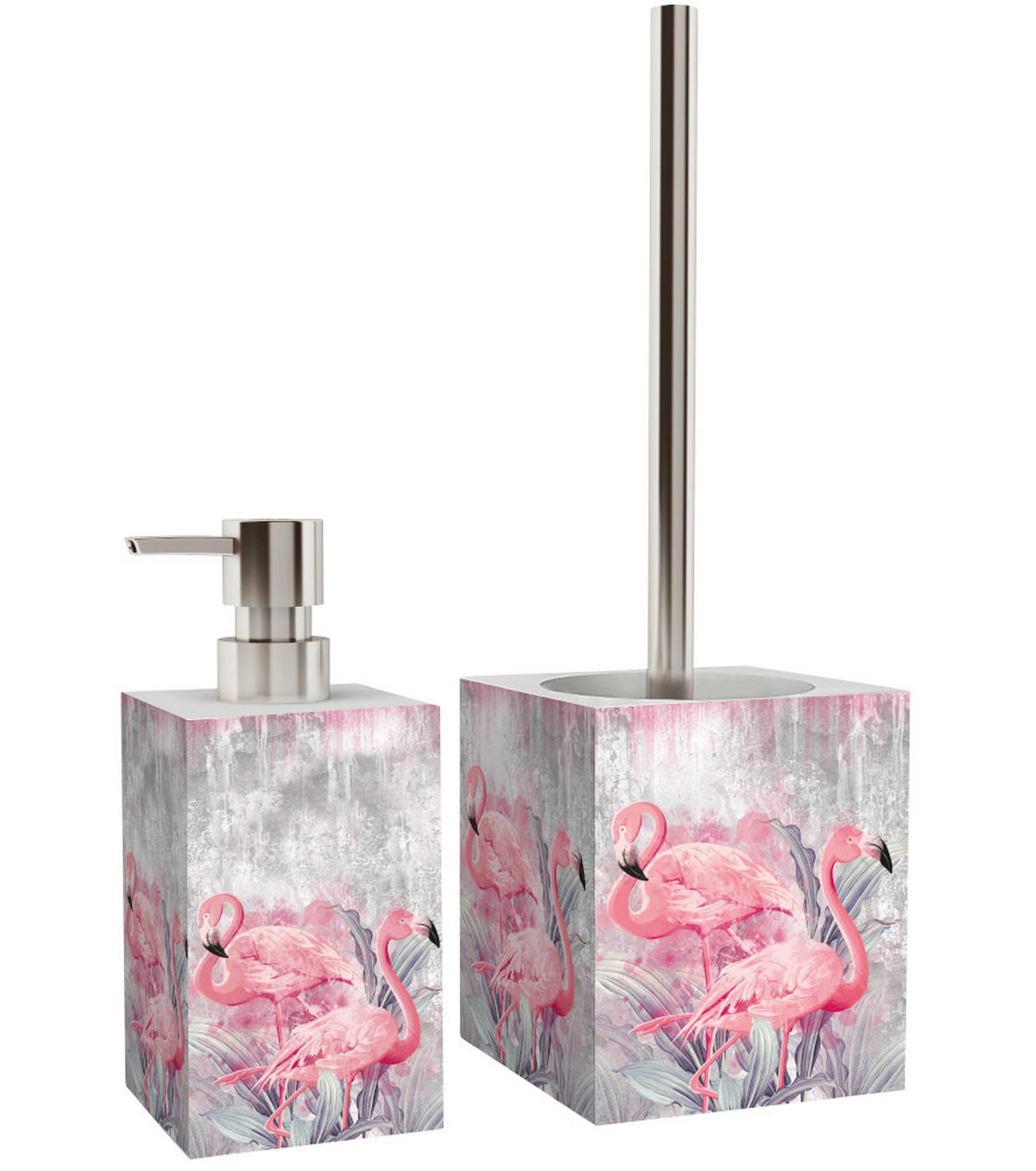 BADEZIMMER Set Flamingo - Pink, Kunststoff (7/17/7cm) - Sanilo