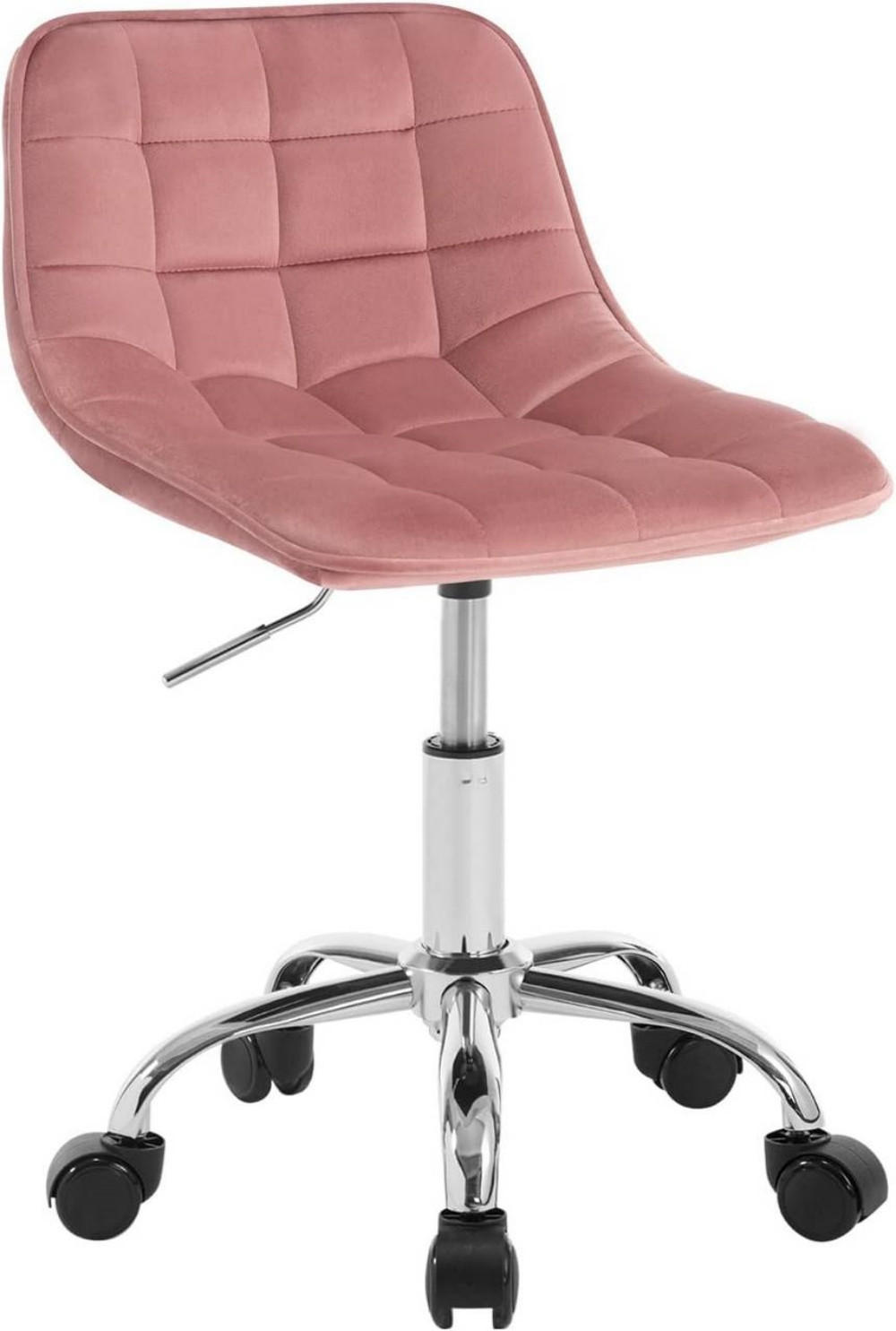 DREHSTUHL mit Rollen, Samt, Rosa - Schwarz/Rosa, Textil/Metall (43/60/50cm) - Woltu