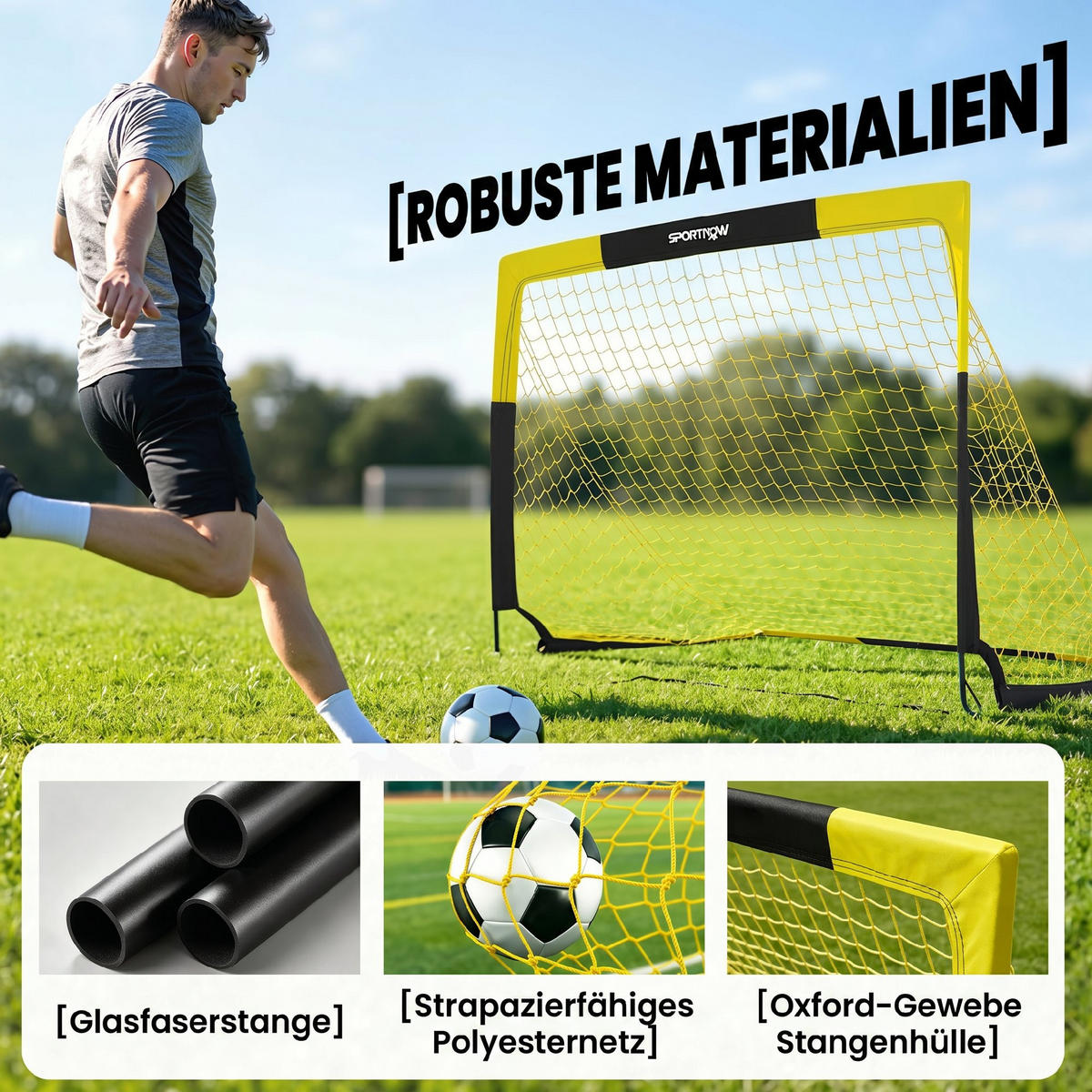 FUSSBALLTOR Fiberglas Polyester Gelb - Gelb, Textil (110/150cm) - SPORTNOW