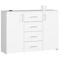 KOMMODE Weiß 110x35x80 cm - Silberfarben/Weiß, Holzwerkstoff/Kunststoff (110/80/35cm) - Akord