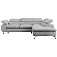 ECKSOFA PETER L Hellgrau Velvet - Rechts Seite - Hellgrau/Schwarz, Textil/Metall (273/208cm) - MKS