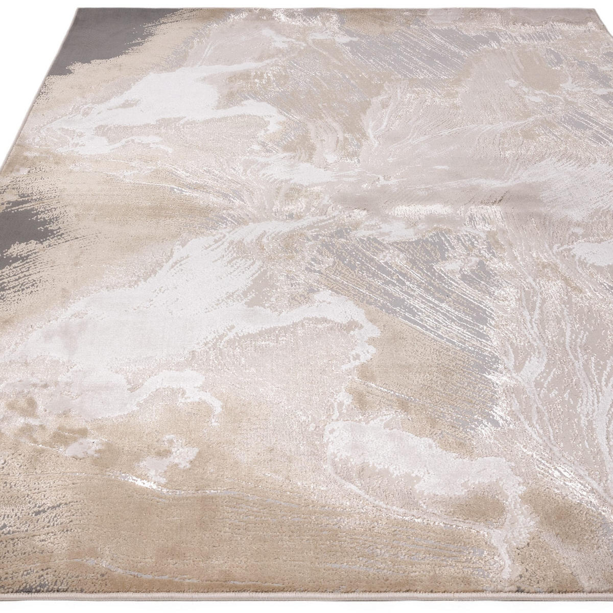 TEPPICH Hochglanz Marmoroptik Abstrakt Muster COMO-Nesso, Gold 120x170 cm - Goldfarben, Textil (120/170cm) - KADIMA DESIGN