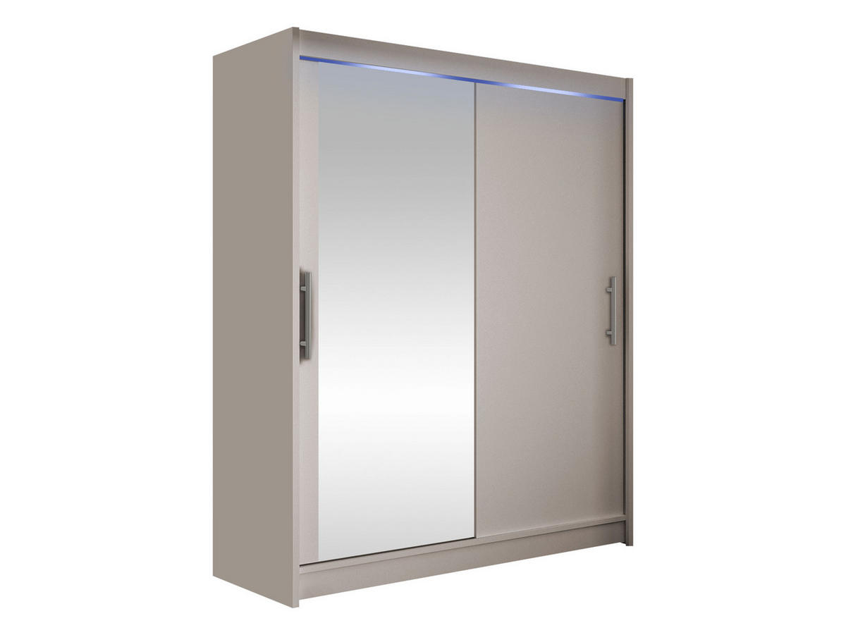SCHWEBETÜRENSCHRANK Westa VI, mit RGB LED Beleuchtung - Kaschmir/Silberfarben, Holzwerkstoff/Metall (150/200/58cm) - MIRJAN24