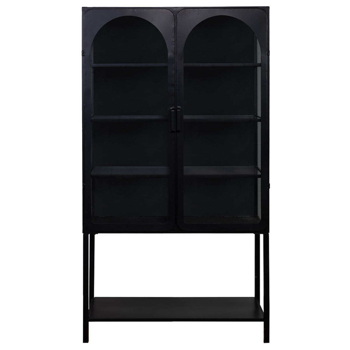 VITRINE aus Metall und Glas mit 2 Türen, 88x44x160 cm, Schwarz - Schwarz, Metall (88/160/44cm) - Wanderlust