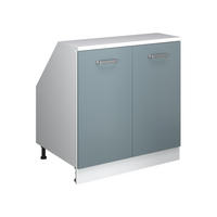 KUCHYNSKÁ SKRIŇA PRE ŠIKMÉ STRECHY R-Line Modrošedá 80 cm s 2 dverami, korpus skrine hĺbka 60 cm - biela/modrosivá, kompozitné drevo (80/83.8/60cm) - Vicco