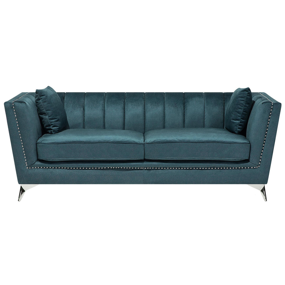 SOFA-SET 5-sitzer Samtstoff Blau Gaula - Blau, Textil (211/77/80cm) - Beliani