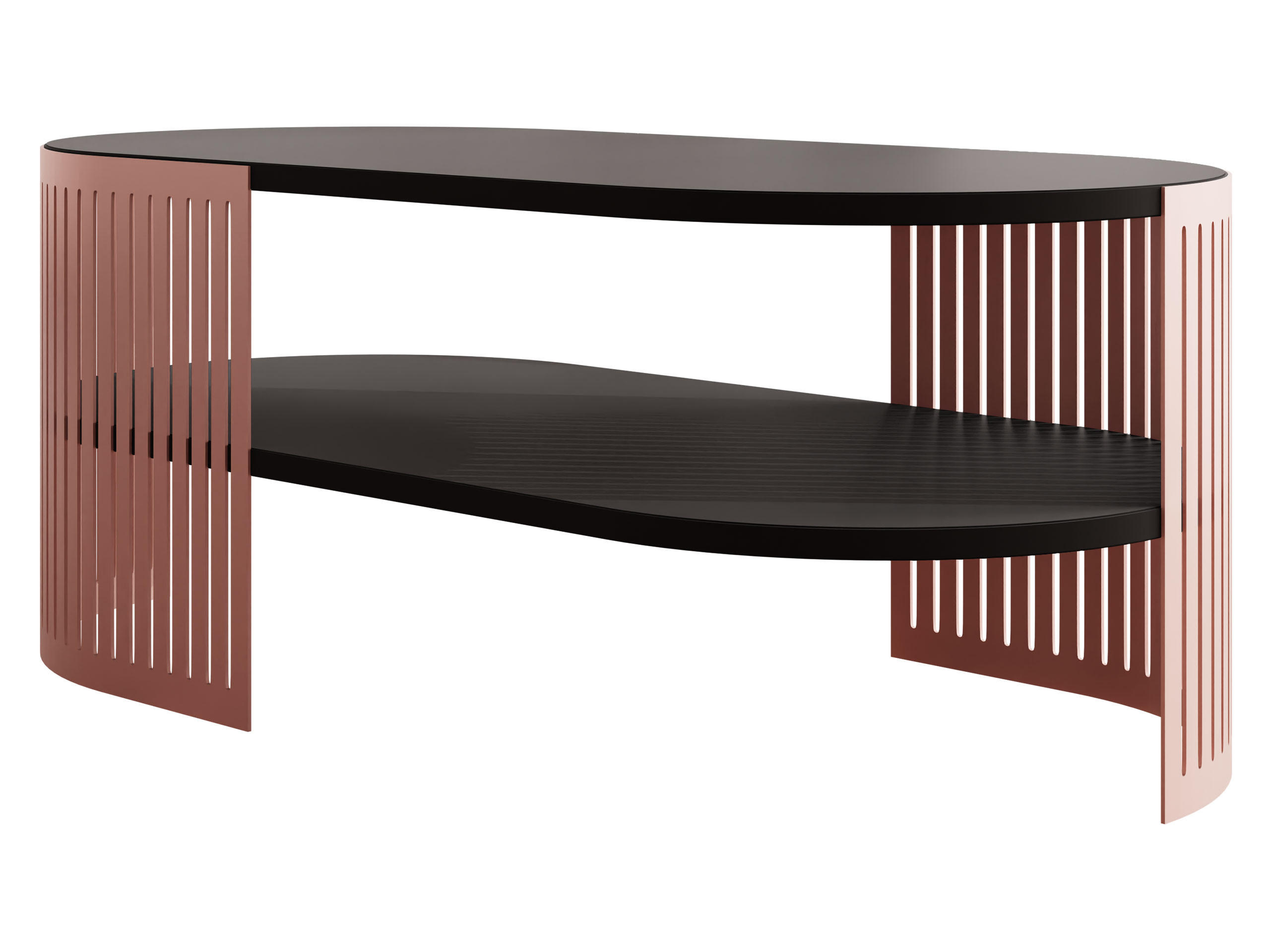 COUCHSITCH Fikoli Oval Ember II - Messingfarben/Schwarz, Holzwerkstoff/Metall (100/50/40cm) - MIRJAN24