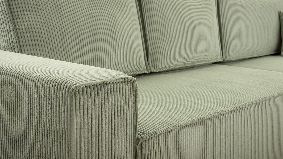 ECKSOFA XL ANGO Cord Hellgrau - Hellgrau/Schwarz, Kunststoff/Textil (287/188cm) - Luxkor24