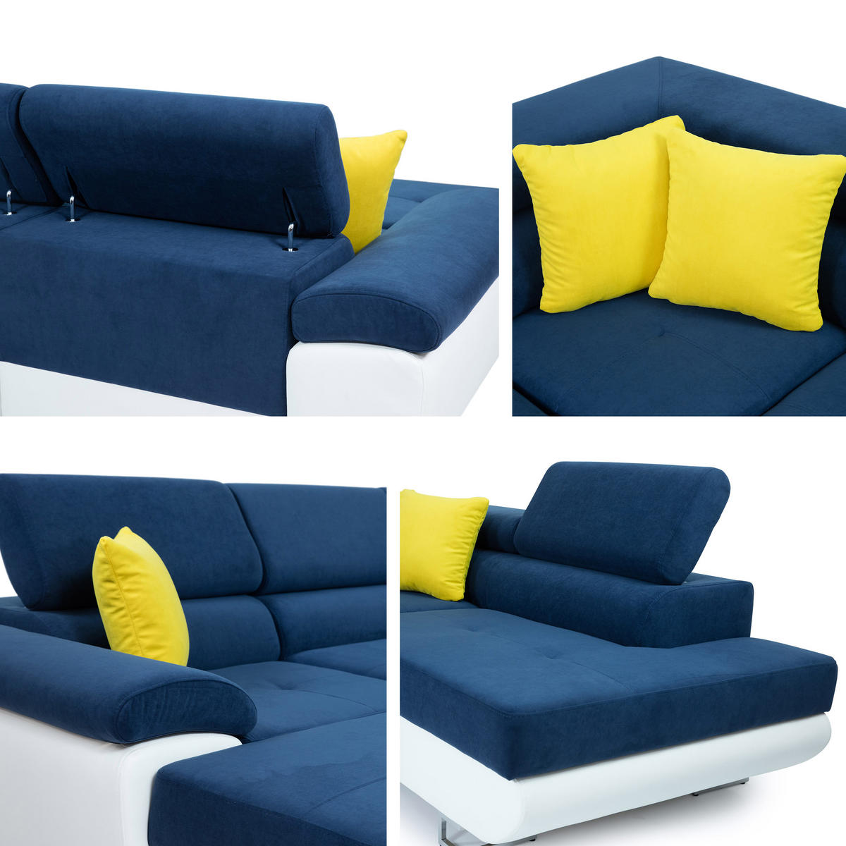WOHNLANDSCHAFT Cotere Bis, Seite: Links - Weiß/Grau, Holz/Textil (345/91/202cm) - MIRJAN24