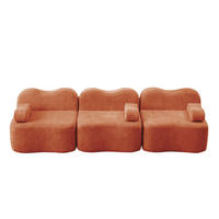 SOFA 288/98/70 cm in Orange aus Samt mit tiefer Sitzfläche - Orange, Textil (98/70/288cm) - Flora Grace