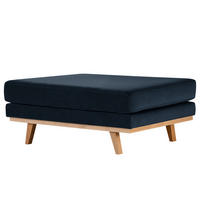 POLSTERHOCKER - Buchefarben/Dunkelblau, Buchenholz/Textil (85/43/60cm) - home24