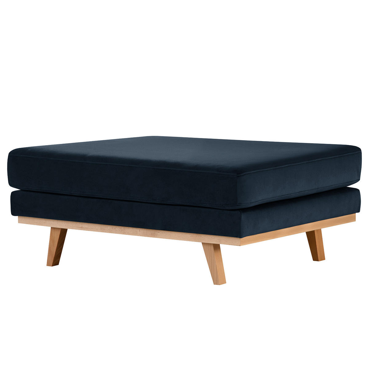 POLSTERHOCKER - Buchefarben/Dunkelblau, Buchenholz/Textil (85/43/60cm) - home24