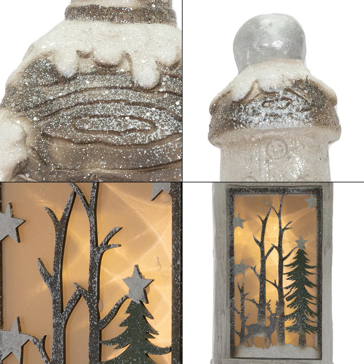 WEIHNACHTSLATERNE 60 cm mit LED - Beige, Kunststoff (22/60/19cm) - ECD-Germany