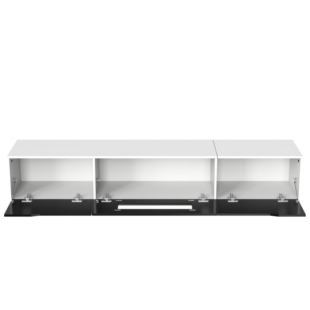TV-ELEMENT 180 cm Schwarz Weiß Hochglanz mit LED-Beleuchtung und Wandmontage - Schwarz, Holzwerkstoff (35/30/180cm) - Korfee