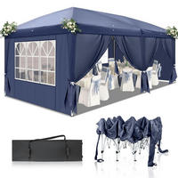 FALTPAVILLON 3 x 6 m Blau Wasserdicht UV-Schutz 50+ 420D Oxford mit 6 Seitenteilen - Blau, Textil (300/259/600cm)
