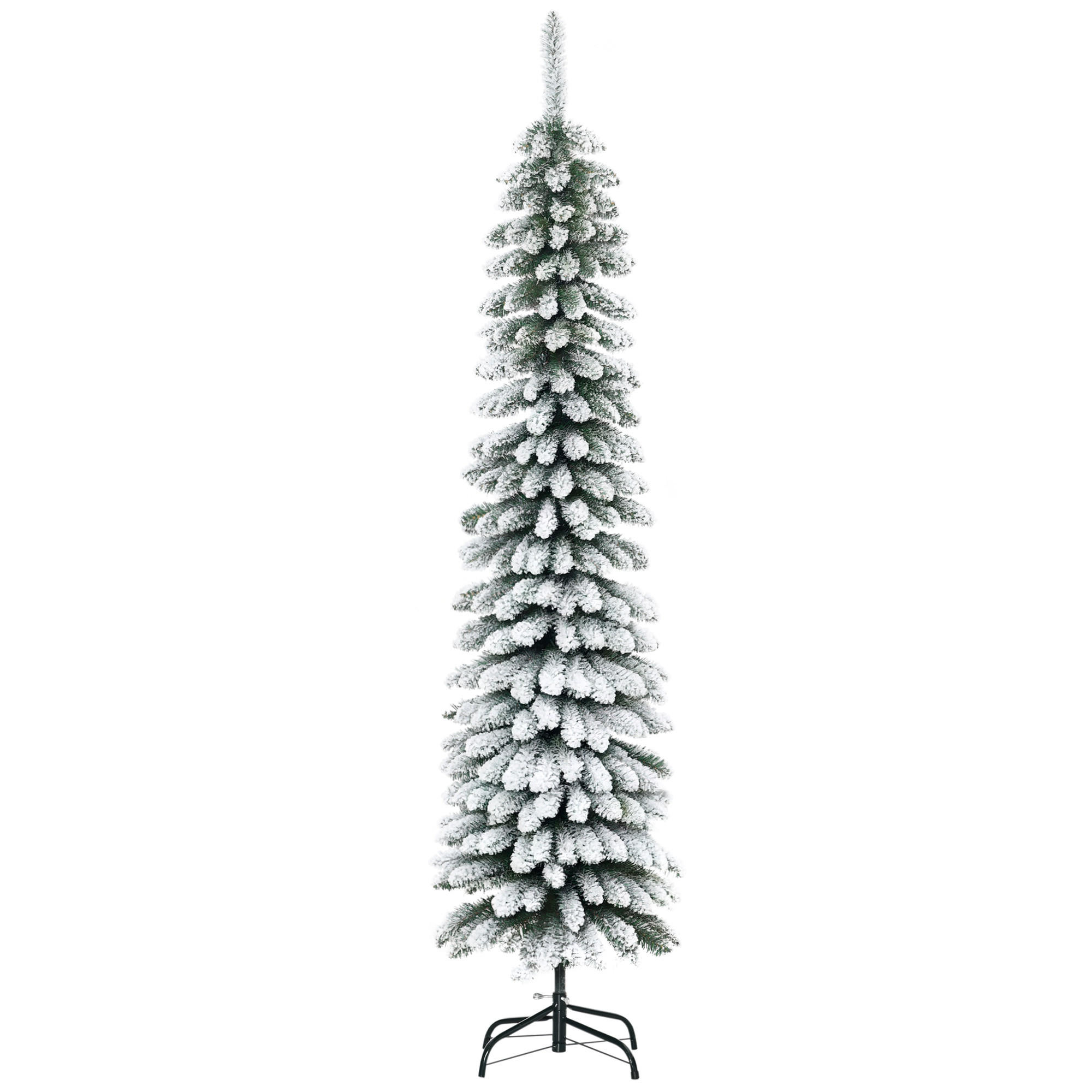 WEIHNACHTSBAUM DE-41543 Schneeeffekt, schmal, 180 cm Grün/Weiß - Weiß/Grün, Kunststoff (180cm) - ComfortXL