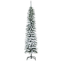 WEIHNACHTSBAUM DE-41543 Schneeeffekt, schmal, 180 cm Grün/Weiß - Weiß/Grün, Kunststoff (180cm) - ComfortXL