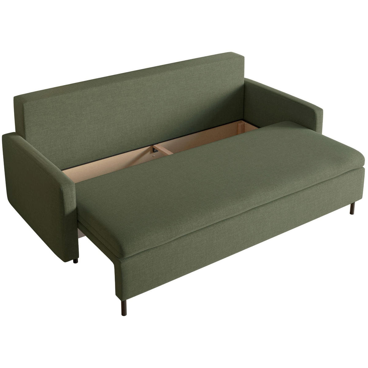 3-SITZER SOFA Umpro Chenille Dunkelgrün - Dunkelgrün/Schwarz, Textil/Metall (220/96/95cm) - Selsey