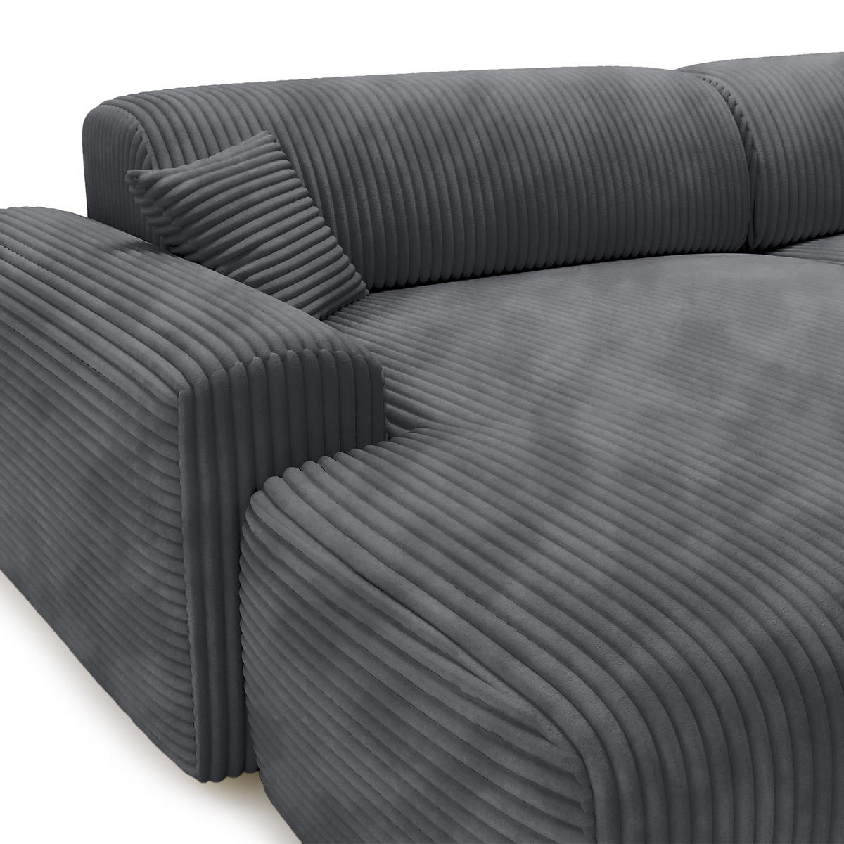 ECKSOFA mit Longchair - Cord - Blau/Schwarz, Kunststoff/Textil (284/178cm) - home24