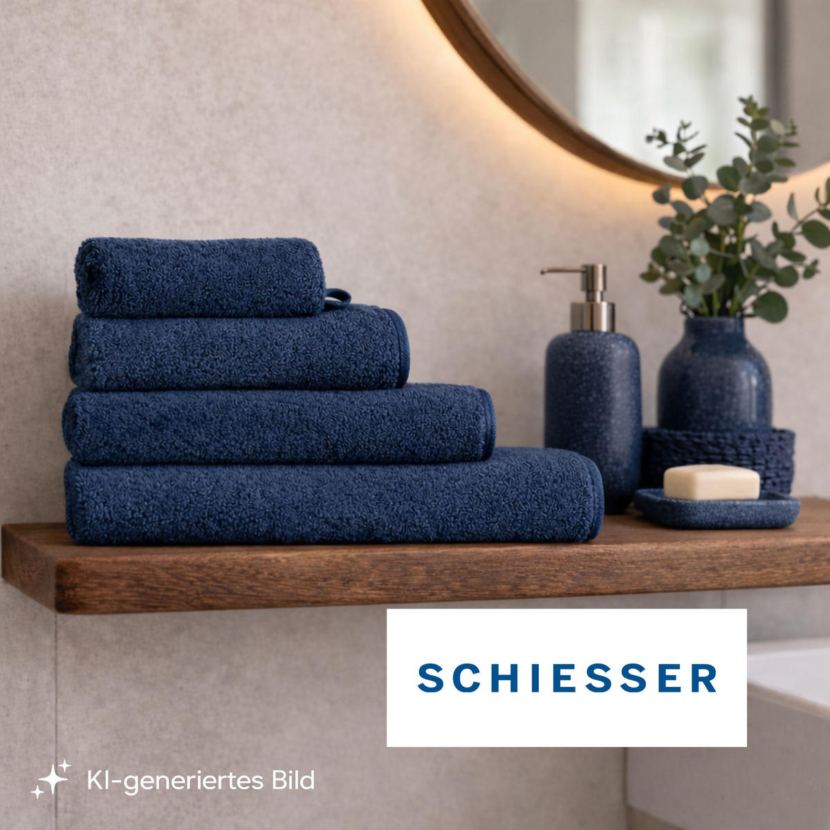 WASCHHANDSCHUHSET Milano - 5-teilig - 16x22 cm - Dunkelblau - Dunkelblau, Textil (16/22cm) - SCHIESSER