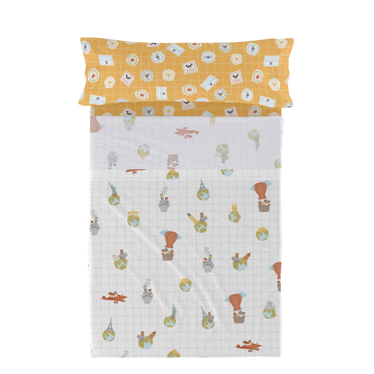 OBERLAKEN set 2 teiliges World trip 180x270 cm (Komfortgrösse) - Multicolor, Textil (180/270cm) - Happy Friday