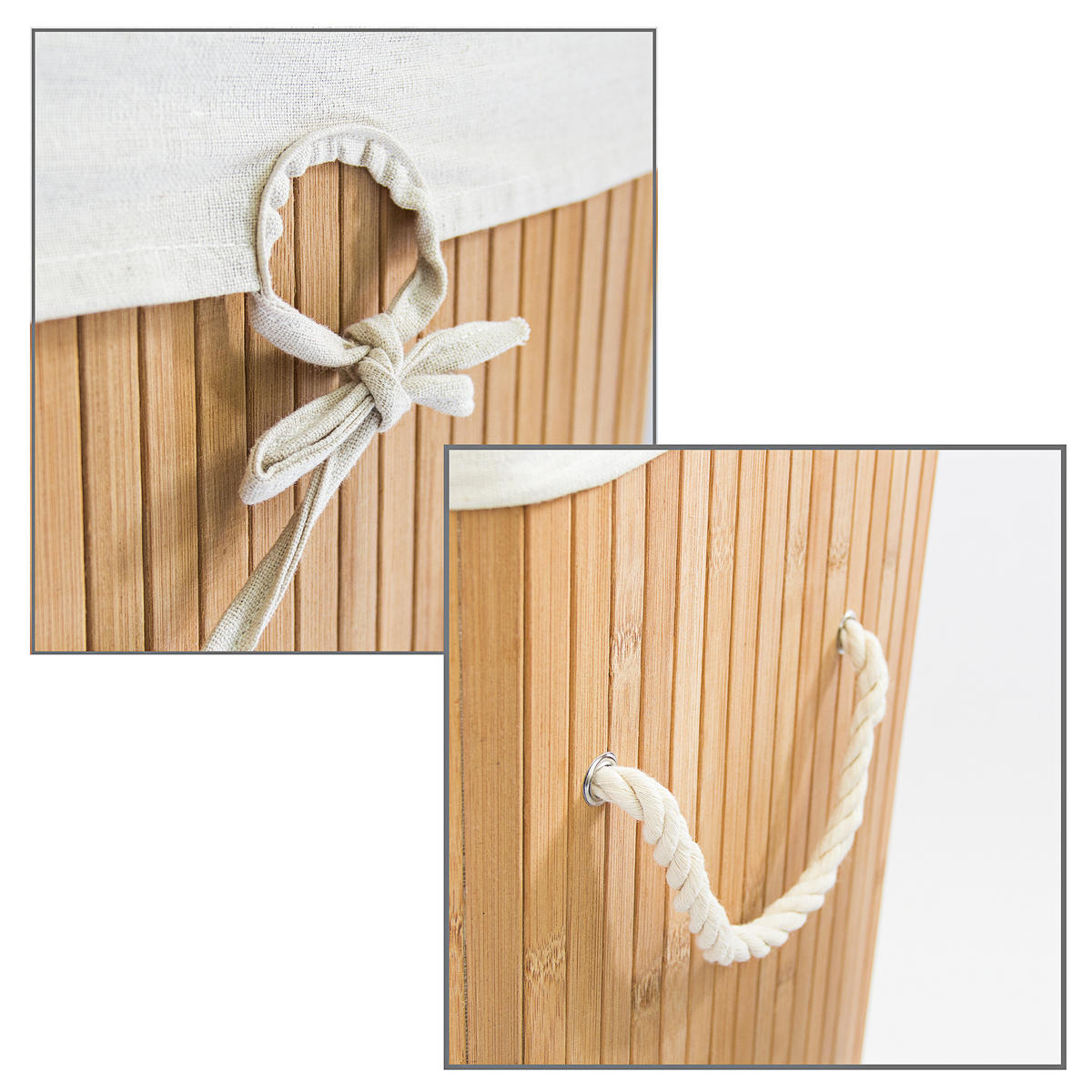 WÄSCHEKORB - Hellbraun, Holz/Textil (43.5/65.5/33.5cm) - Relaxdays