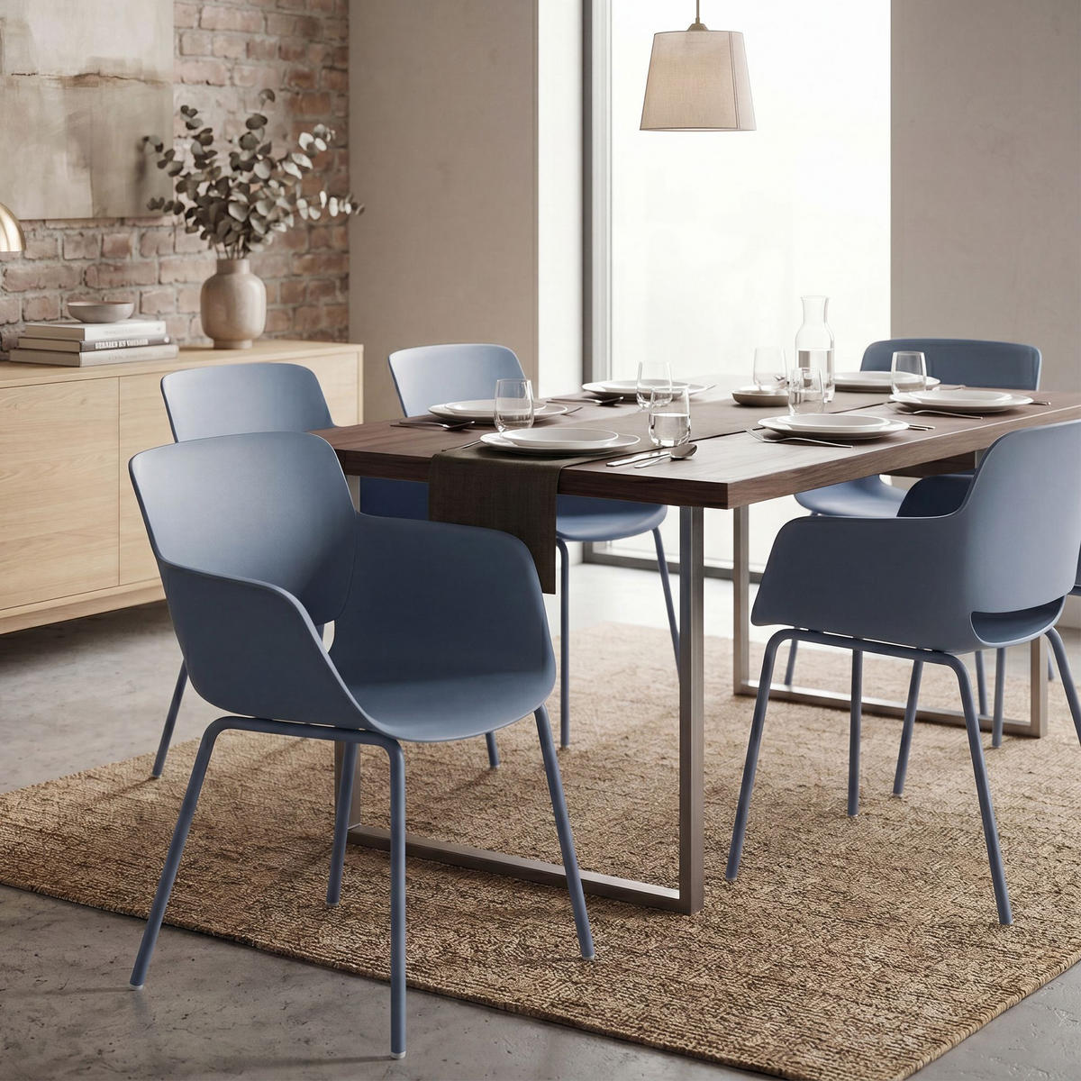 STUHL 2 Kunststoff Blau - Blau, Kunststoff/Metall (58/80/54cm) - CLP