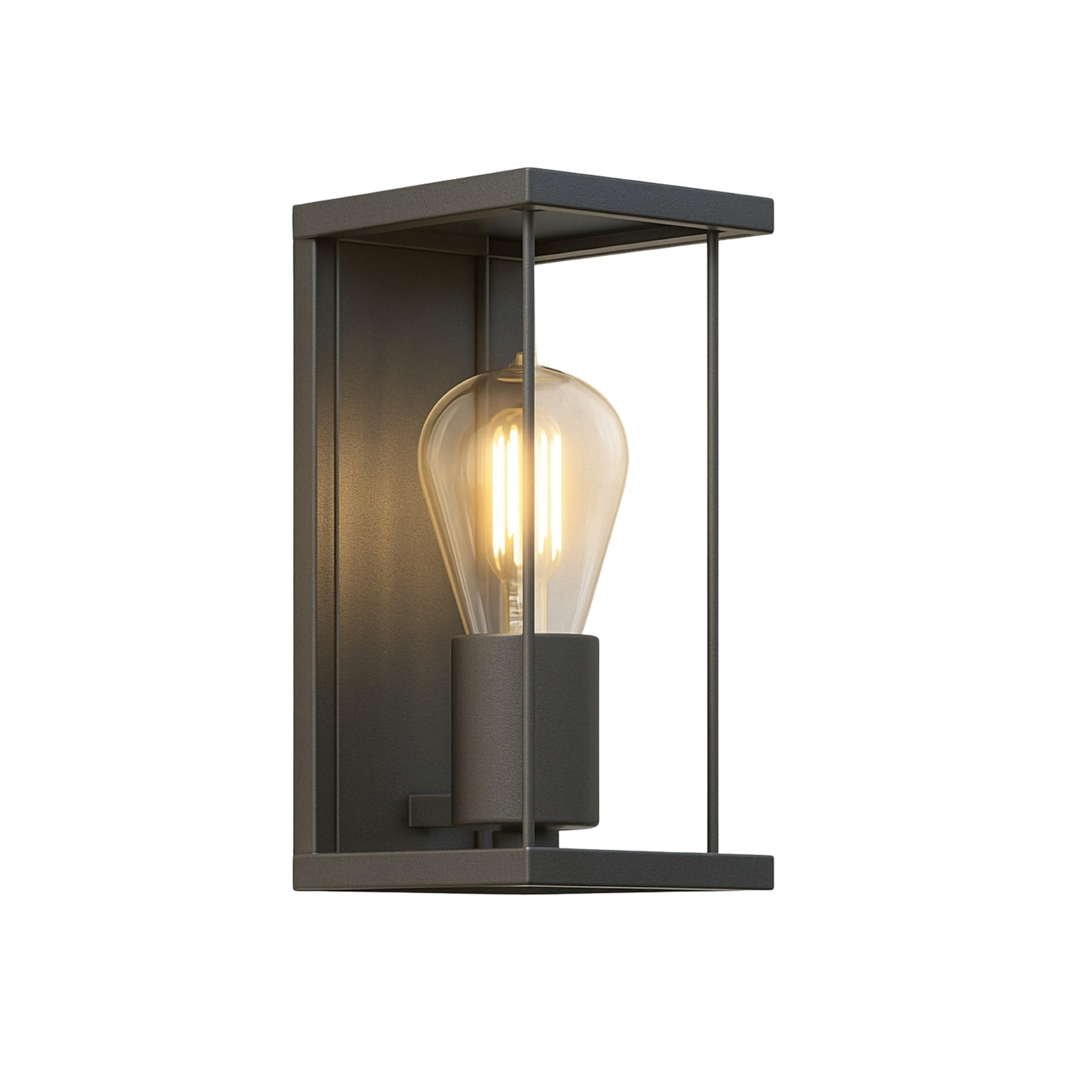 AUSSENWANDLEUCHTE Anthrazit Grau E27 Klarer Diffusor IP54 - Dunkelgrau/Anthrazit, Metall (12.5/26.5/14.5cm) - CGC Europe