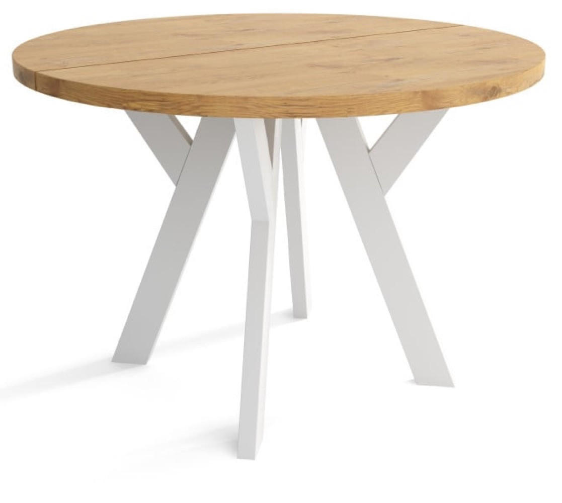 TISCH Weiß Lancelot Eiche Ausziehbar Rund 100/200 cm - Multicolor, Holzwerkstoff (200/100/75cm) - Sepro Meble