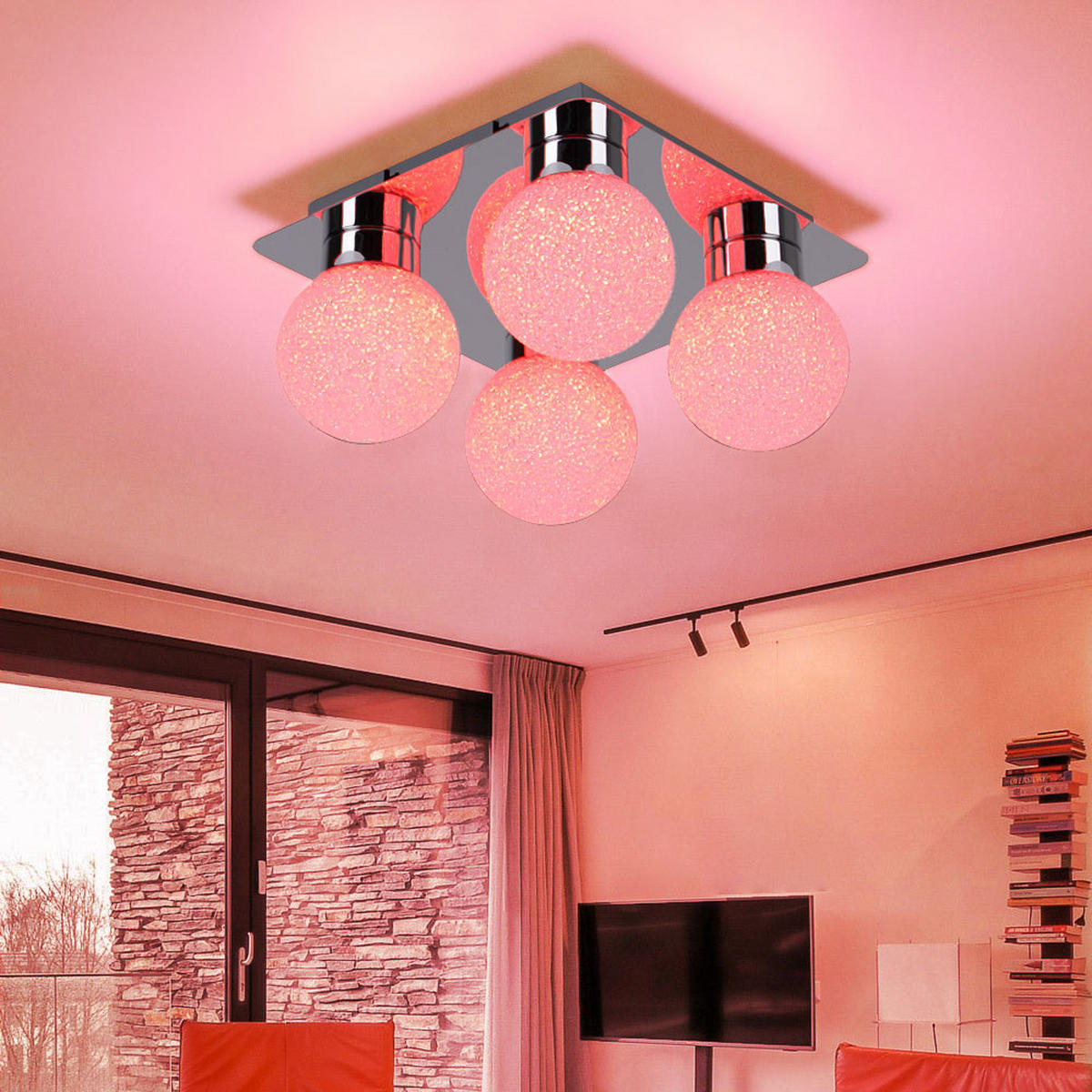 LED DECKENLEUCHTE Kugeln Silber Chrom - Silberfarben, Metall (25/25/15cm)