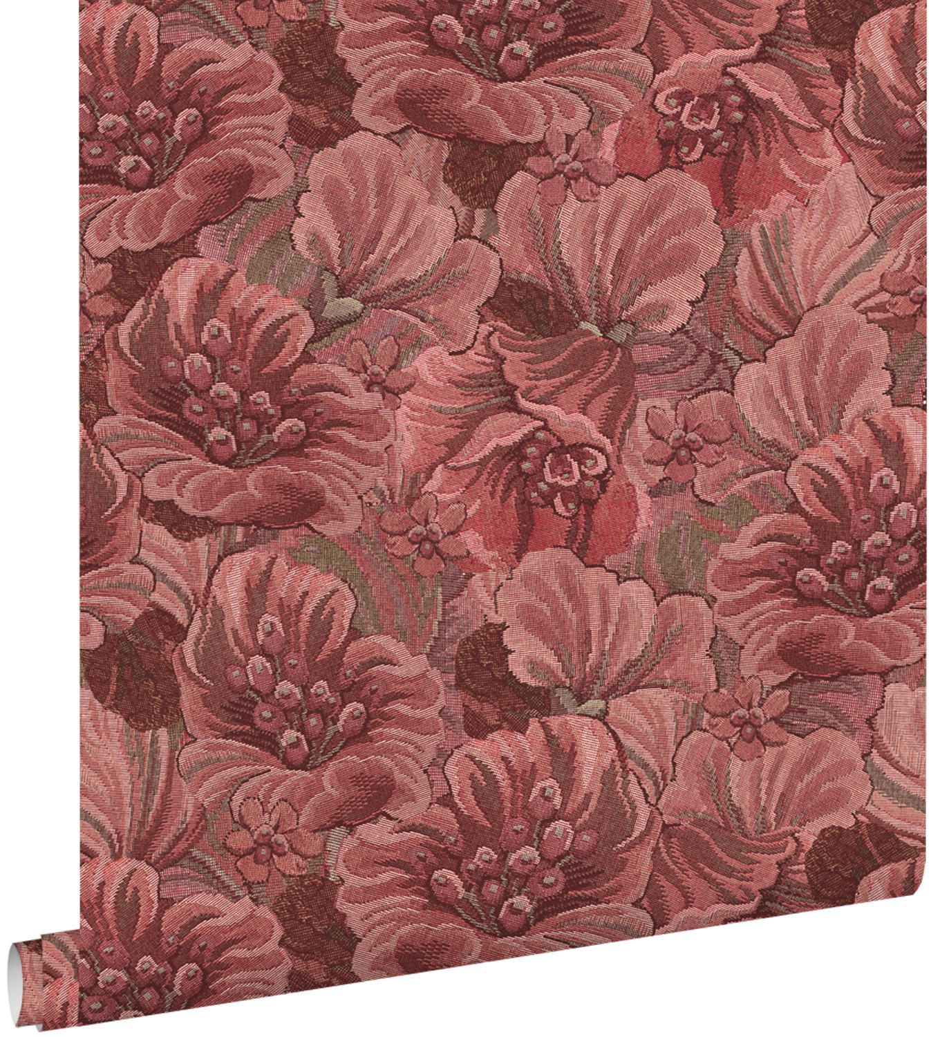 TAPETE gesticktes Blumenmuster 50 x 900 cm - Rot, Papier (50/900cm) - ESTAhome