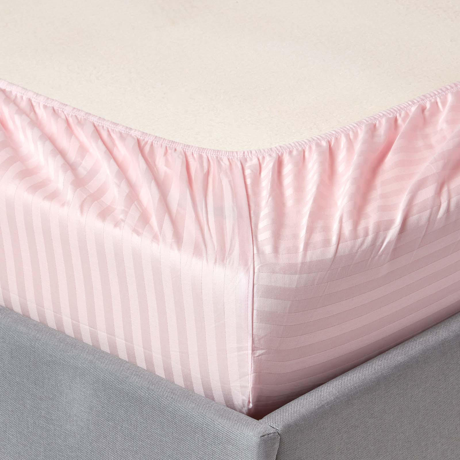 SPANNBETTLAKEN Damast gestreift, 100% Ägyptische Baumwolle - Rosa, Textil (90/190cm) - Homescapes