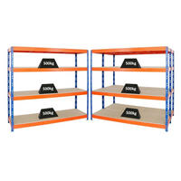 SCHWERLASTREGAL Rhino 3er-Set mit 3x 180x200x60 cm 4 Spanplatten-Ebenen 16mm Fachlast 500 kg Blau-Orange - Orange, Metall (600/180/60cm) - PROREGAL