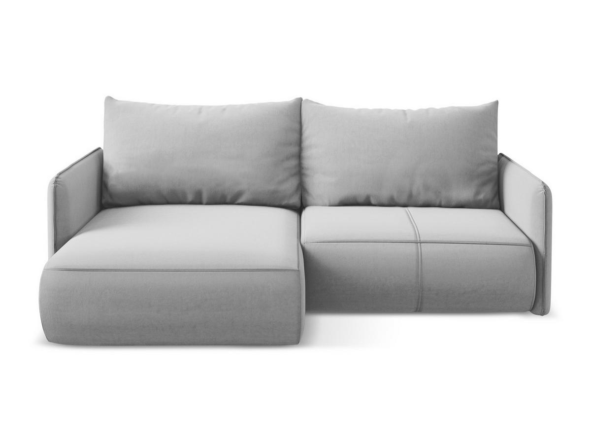 ECKSOFA mit Schlaffunktion Samt Stoff Grau - Schwarz/Grau, Kunststoff/Textil (148/207cm) - Makamii