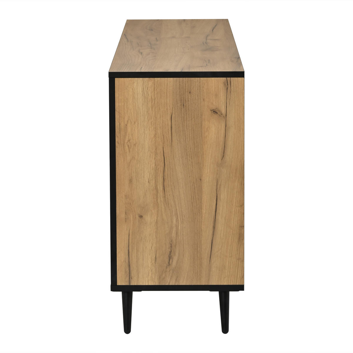 SIDEBOARD AUFBEWAHRUNGSSCHRANK Naturholz & Schwarz 2 Türen 3 Schubladen 120cm - Naturfarben, Holzwerkstoff (120/70/40cm) - Urban Meuble