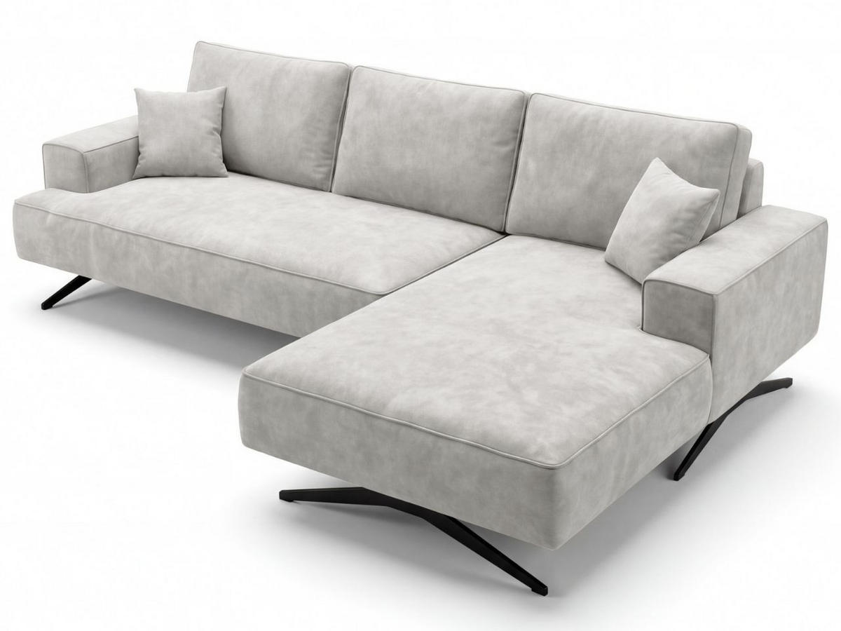 ECKSOFA Leto Grau Rechts - Schwarz/Grau, Holz/Textil (165/260cm) - Graingold
