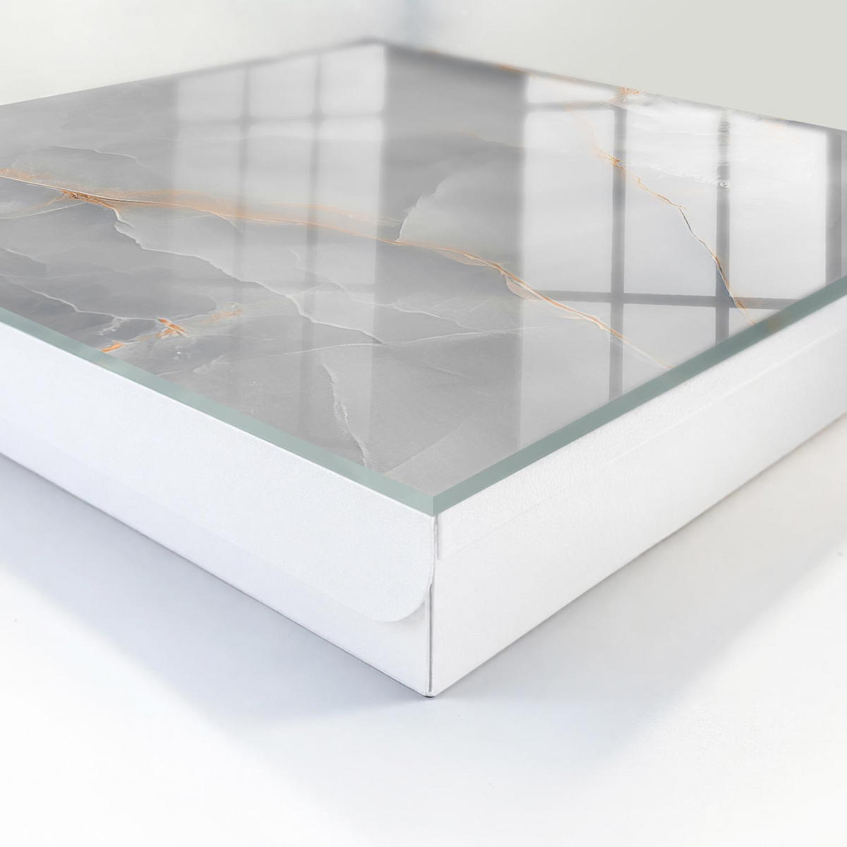 SCHLÜSSELBOX Weiß 30x30 cm – Türöffnung nach rechts - Graue Eleganz - Grau, Metall (30/30/5cm) - TULUP