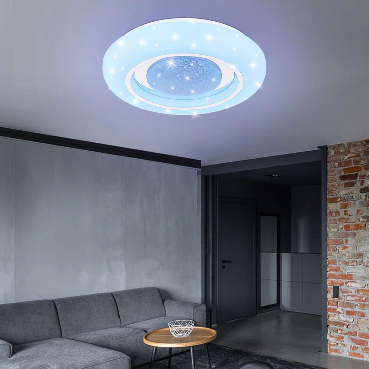 LED DECKENLEUCHTE Kristall Weiß Opal - Weiß, Metall (39/39/8cm) - Globo Lighting