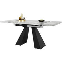 ESSTISCH 99-159/74/77 cm ausziehbar mit Metallschienen und Marmoroptik, Schwarz/Grau - Schwarz, Holzwerkstoff (159/74/77cm) - Redom