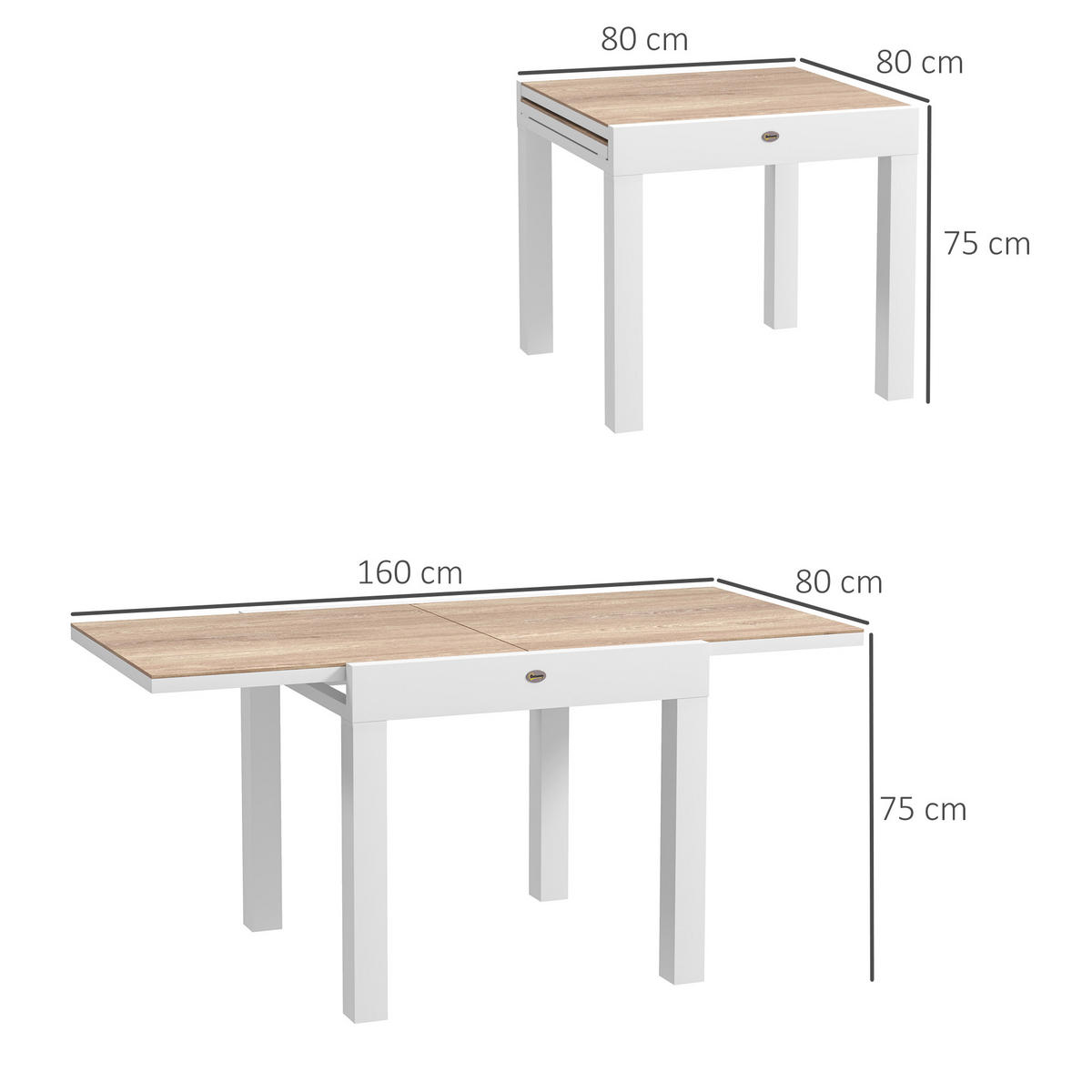 GARTENTISCH DE-14131 80/160 cm, für 6 Personen - Hellgrau, Metall (160/80/75cm) - ComfortXL