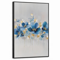 LEINWAND Bilder mit Rahmen - Blumen - Blau - Abstrakt - 60x90 - Hellgrau, Textil (60/90cm) - MuchoWow