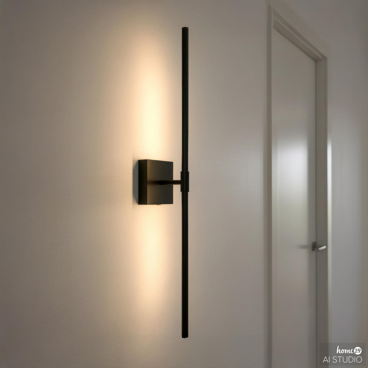 AKKU-WANDLEUCHTE inkl. Fernbedienung - 3-Stufen-Dimmer - Eisen - Schwarz, Metall (12/71/11cm) - home24