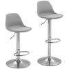 BARHOCKER 2er Set, Gepolstert Barstuhl mit Stahlgestell, Lehne für Küche Grau - Grau, Leder (42/104/38cm) - HOMCOM