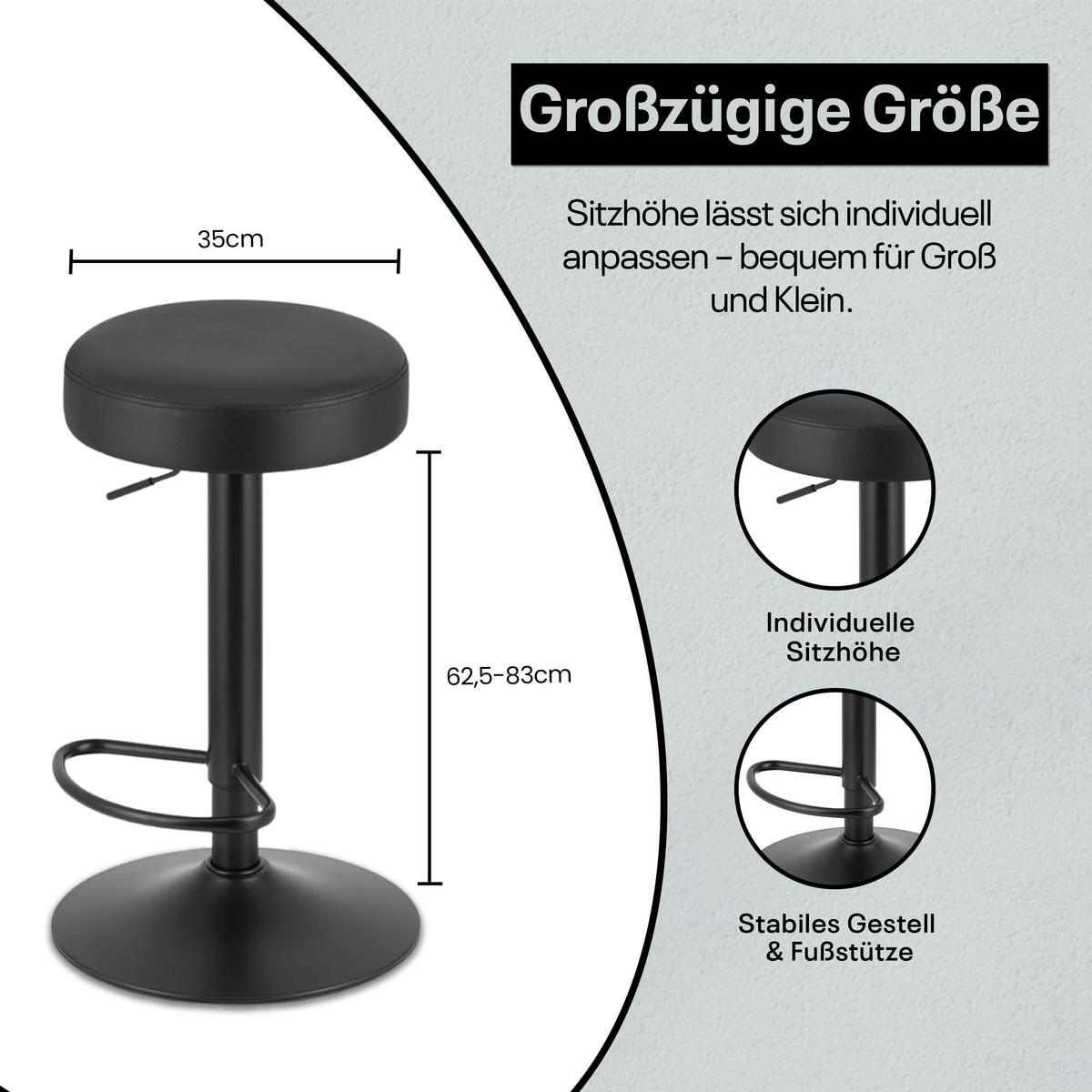 BARHOCKER - Schwarz, Drehbar Und Höhenverstellbar, Rutschfeste Basis, Modernes Design Für Küche Und Wohnzimmer - Schwarz, Textil (38/84/38cm) - Best For Home