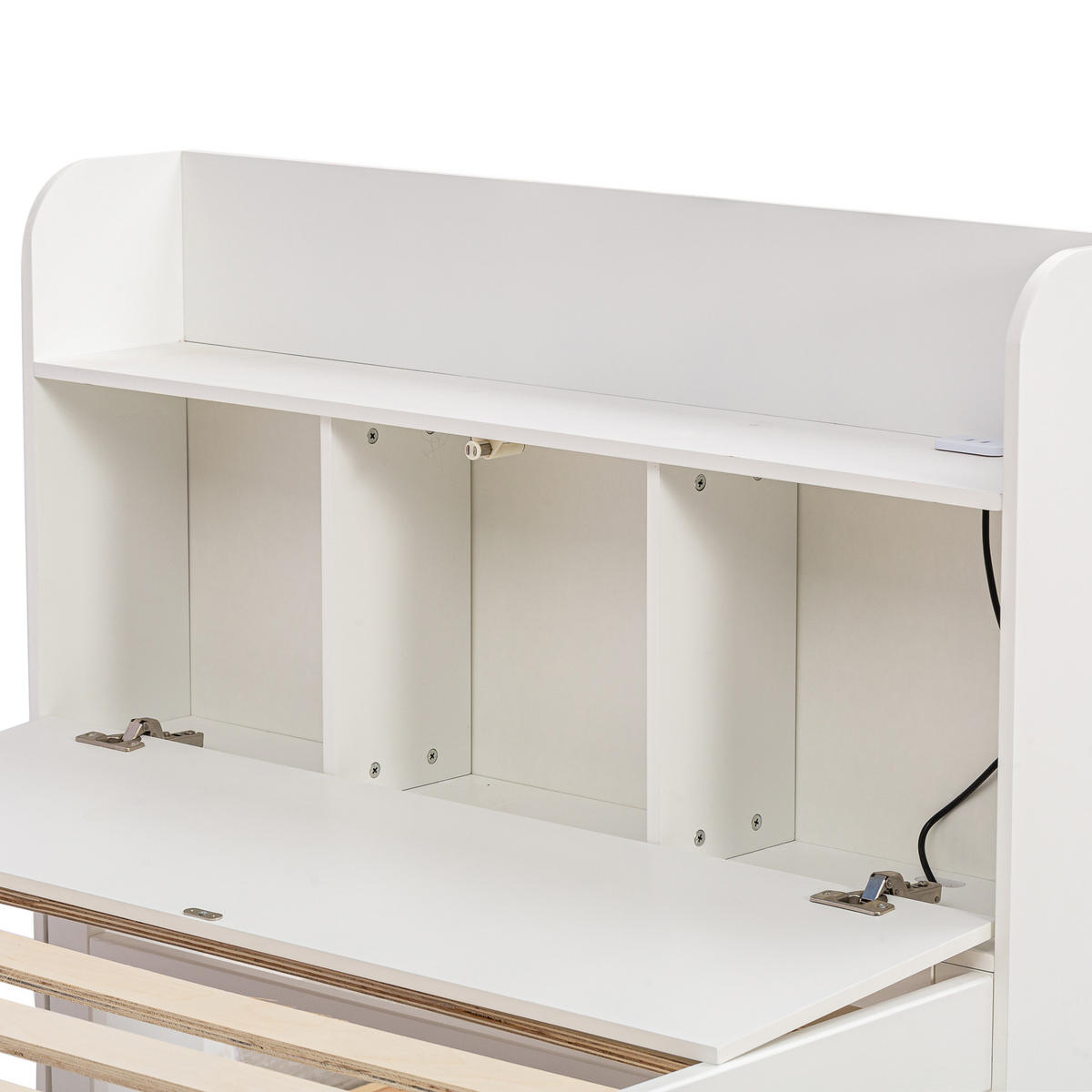 EINZELBETT 90/190 cm Weiß Massivholz mit ausziehbarem Bett und Nachttisch mit USB-Anschluss - Weiß, Holz (90/190cm) - OKWISH