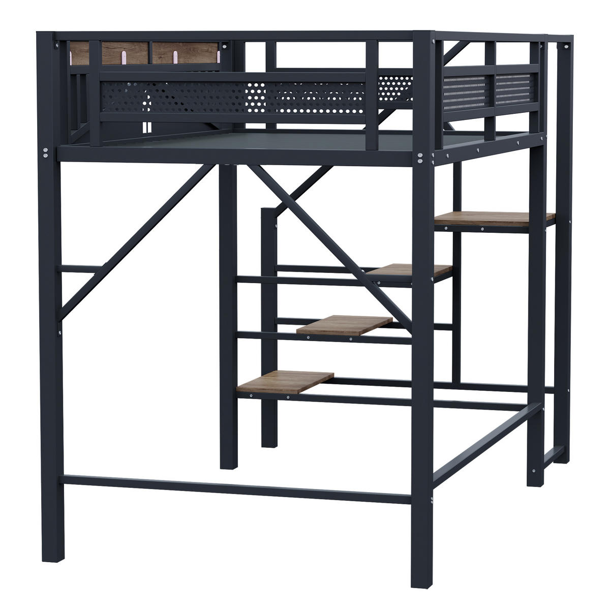 HOCHBETT Metall 140/200 cm Schwarz - Schwarz, Holz/Metall - Raumix