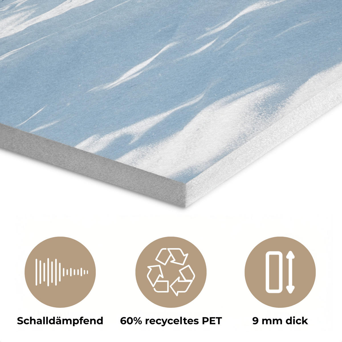 AKUSTIKBILD Winterlandschaft - Natur - Berge - Bäume - Schnee Wanddeko 60x90 cm - Hellblau, Kunststoff (60/90/0.9cm) - MuchoWow