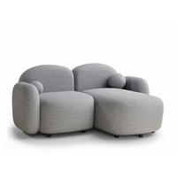 ECKSOFA Bahama Hellgrau Webstoff - Hellgrau/Schwarz, Holz/Holzwerkstoff (190/146cm) - Maison de Reve