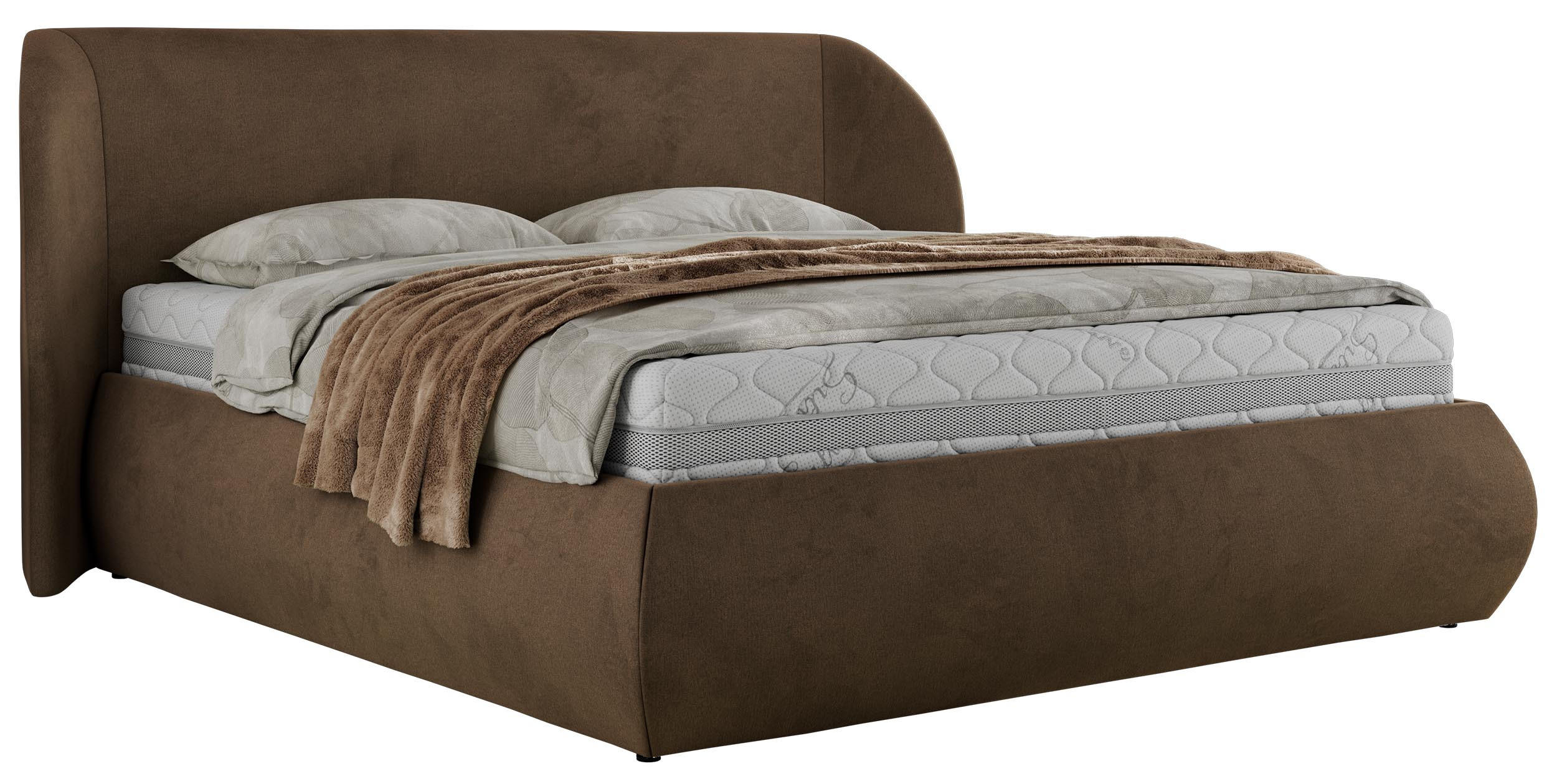 POLSTERBETT CAELA CLASSIC 180/200 - Braun Velvet - Pocket-Matratze - Braun, Textil (180/200cm) - MKS